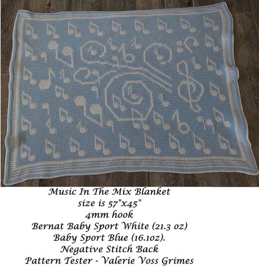 Music In the Mix Blanket Overlay Mosaic Crochet Pattern And Charts