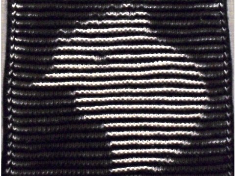 Henne im Profil in Schattenstricktechnik mit dem besonderen Rand