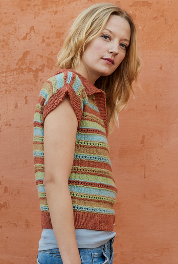 Streifentop mit Polokragen