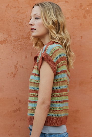 Streifentop mit Polokragen