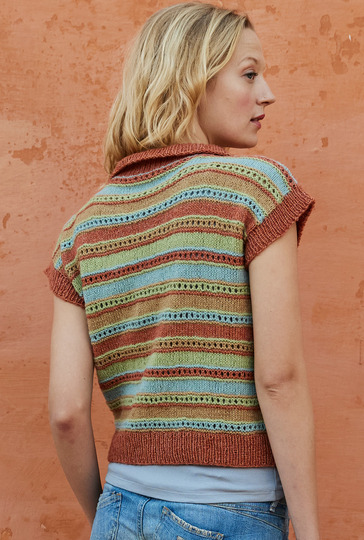 Streifentop mit Polokragen