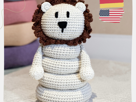 Stacking Toy Leo the Lion - Crochet Pattern / English & German