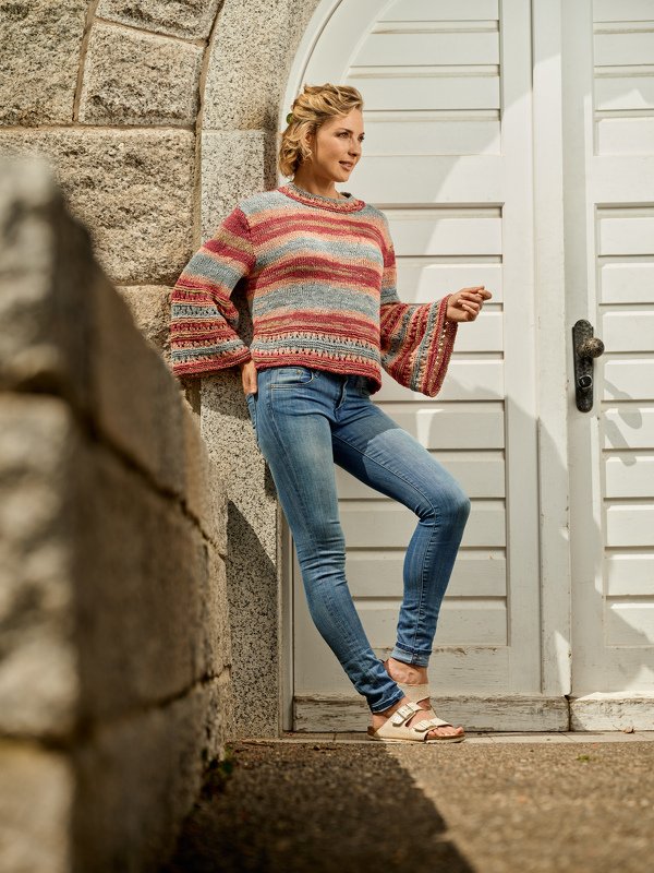 Ajourpullover mit Trompetenärmeln - Bild 2