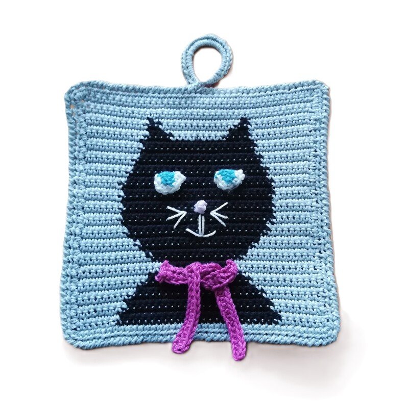 Topflappen mit Katzengesicht