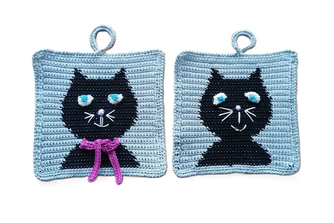 Topflappen Mit Tasche Silikon - Niedliches Katzen Design 20x20cm Für Küche