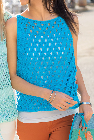 Gestricktes Kurztop in Türkis mit Lochmuster