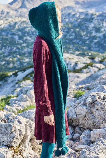 Kapuzenschal in Petrol