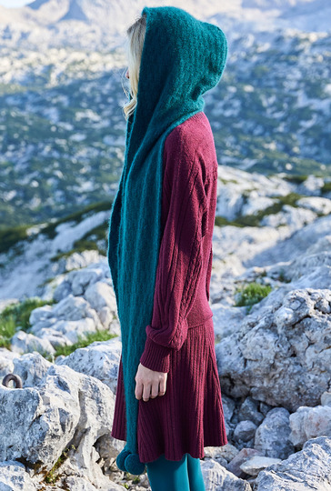 Kapuzenschal in Petrol