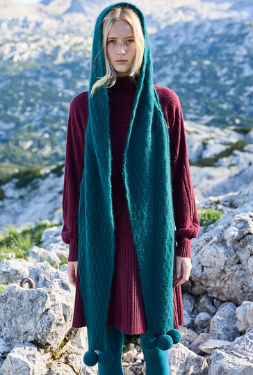 Kapuzenschal in Petrol