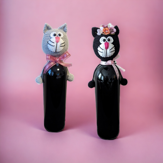 Flaschen Katzenkopf Häkelanleitung