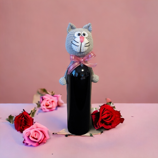 Flaschen Katzenkopf Häkelanleitung