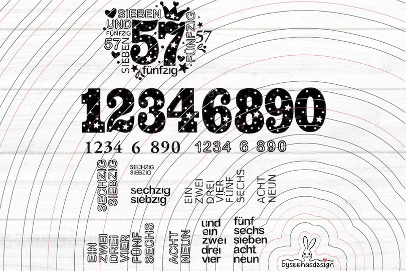 Zahlen 50-70 Plotterdatei SVG