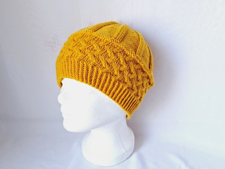 Strickanleitung Mütze mit Zopfmuster, unisex, KU ca. 52 - 56 cm #322