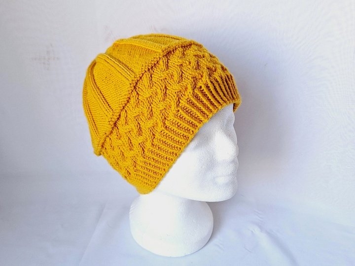 Strickanleitung Mütze mit Zopfmuster, unisex, KU ca. 52 - 56 cm #322