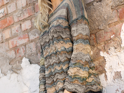 Braun-Melierter Strickpulli im Farbverlauf