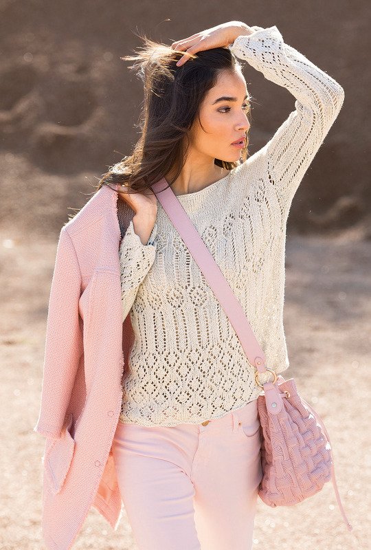 Leinenfarbener Pulli mit Ajourmuster - Bild 2