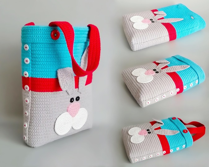 334 Crochet Pattern - Rabbit Bunny small Bag for Easter hunt presents
