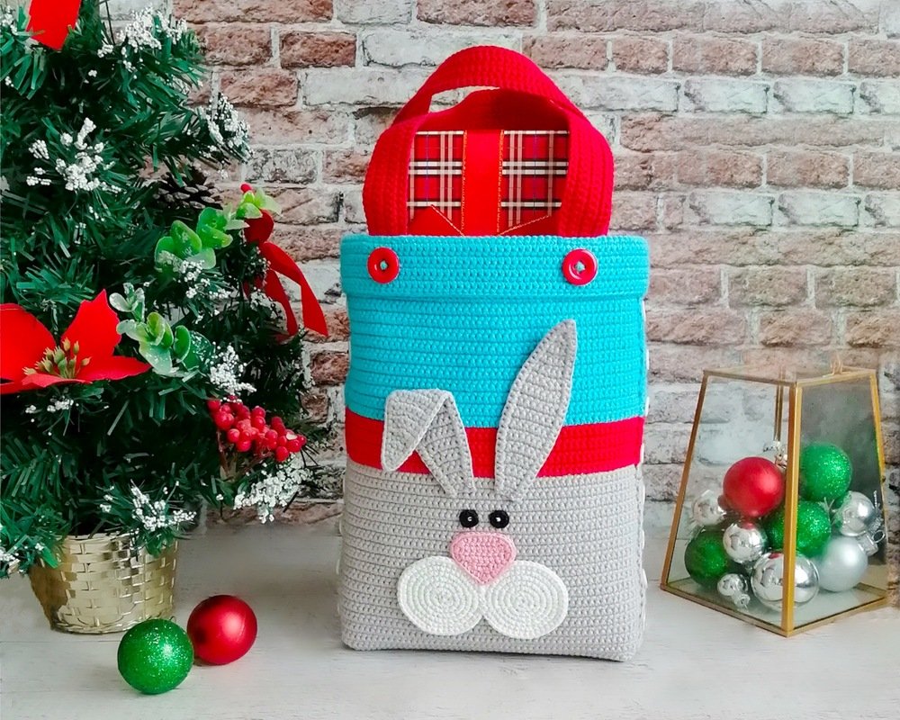 334 Crochet Pattern - Rabbit Bunny small Bag for Easter hunt presents - Image 12