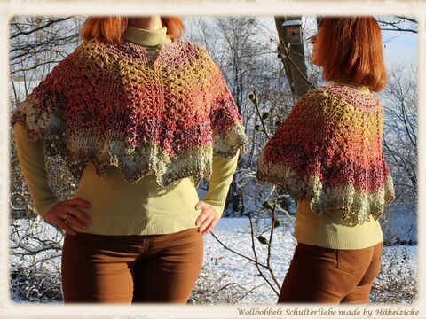Häkelanleitung Kurzponcho "Wollbobbels Schulterliebe"  XS-XXL und größer