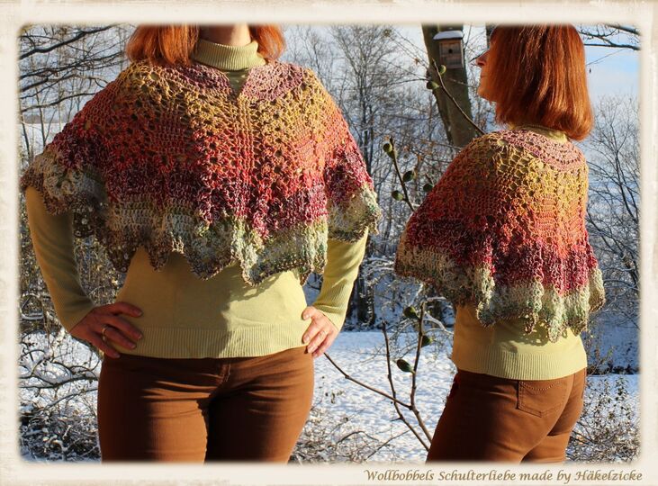 Häkelanleitung Kurzponcho "Wollbobbels Schulterliebe"  XS-XXL und größer