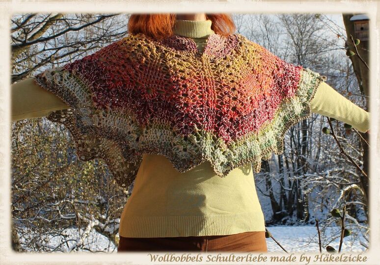 Häkelanleitung Kurzponcho "Wollbobbels Schulterliebe"  XS-XXL und größer