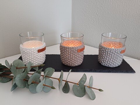 Teelicht mit einfachem Strukturmuster Häkelanleitung