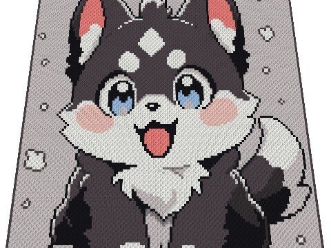 Häkelmuster * HUSKY * Grafik für C2C Decke