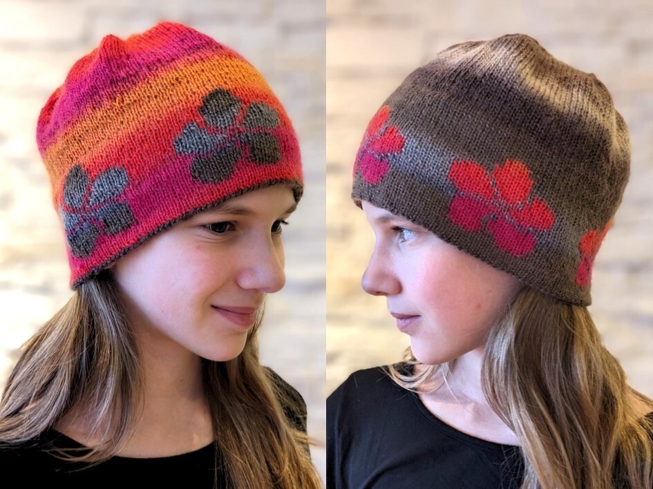 Double knitting pattern hat "Frangipani"