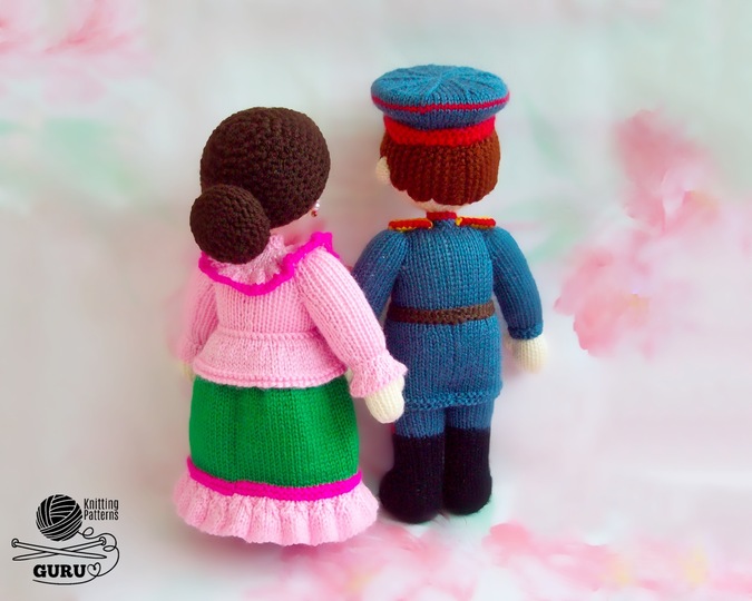 K082 Knitting Pattern Ukraine Doll Cossack Kazak man and woman with clothes