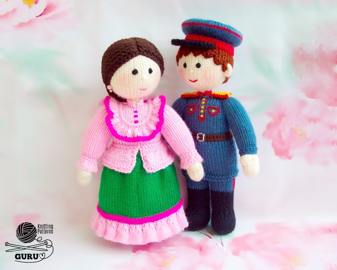 K082 Knitting Pattern Ukraine Doll Cossack Kazak man and woman with clothes