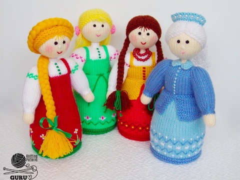 K080 Knitting Pattern - Dolls four Seasons Winter Spring Summer Autumn