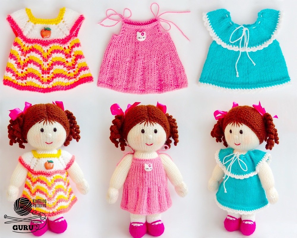 K076 Knitting Pattern - Three dresses for dolls Set 1 - Image 10