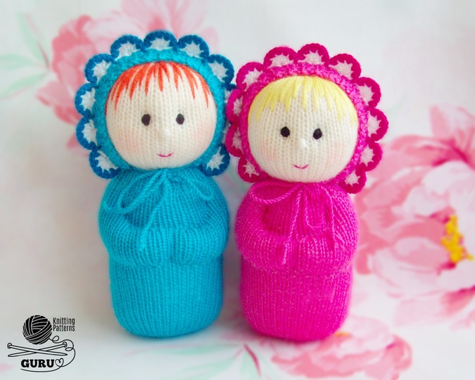 K075 Knitting Pattern - Babies with blanket and bonnet (Boy and girl) baby