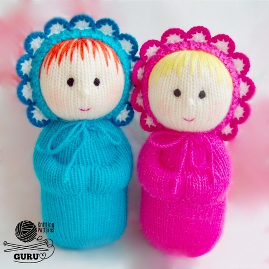 K075 Knitting Pattern - Babies with blanket and bonnet (Boy and girl) baby