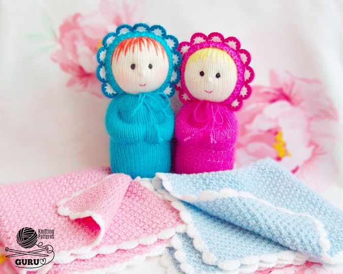 K075 Knitting Pattern - Babies with blanket and bonnet (Boy and girl) baby