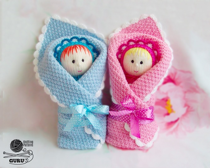 K075 Knitting Pattern - Babies with blanket and bonnet (Boy and girl) baby