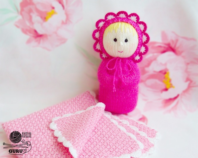 K075 Knitting Pattern - Babies with blanket and bonnet (Boy and girl) baby