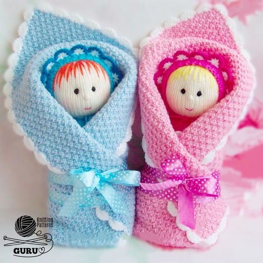K075 Knitting Pattern - Babies with blanket and bonnet (Boy and girl) baby