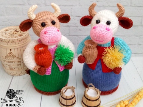 K072 Knitting Pattern - Cow interior toy - Amigurumi animal