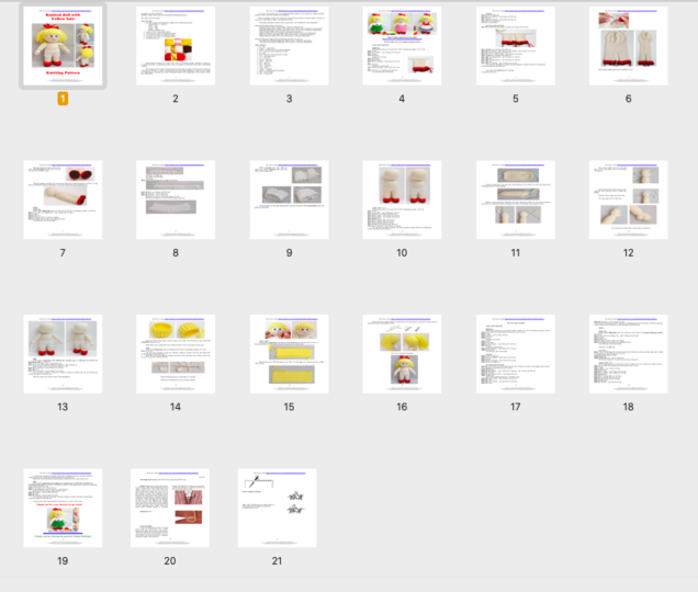 K068 Knitting Pattern - Dolls with yellow hair - Amigurumi