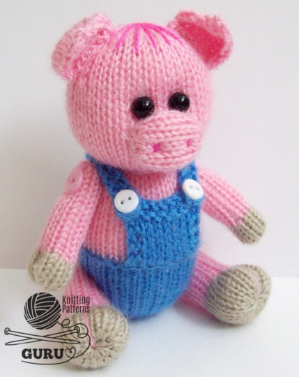 K061 Knitting Pattern - Pig the Girl and Pig the Boy Knitted soft toys Ami