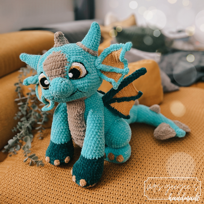 Crochet pattern I Big Dragon - 40-60 cm I CYAN I PDF english - Image 2