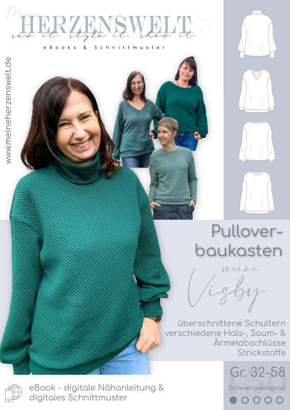 Strickpullover – eBook Schnittmuster Gr. 32-58 – Visby #150