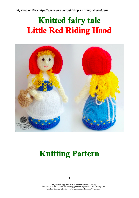 K051 Knitting Pattern Doll from LittleRed Riding Hood Fairy Tale Amigurumi - Image 2
