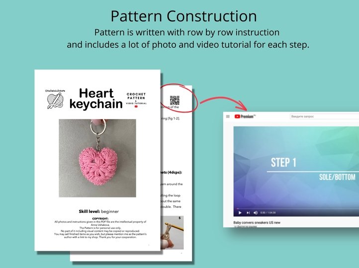 Valentines crochet pattern Puffy heart keychain beginner friendly tutorial