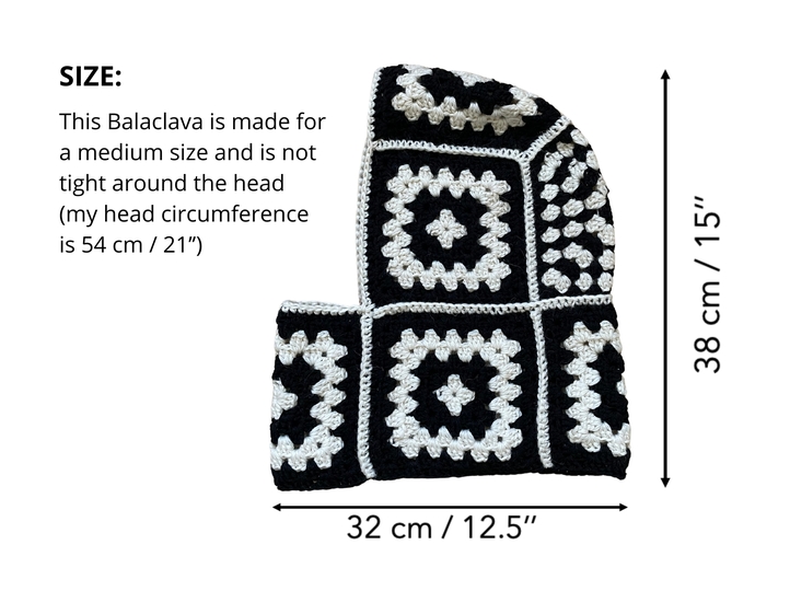 Granny square balaclava crochet pattern, handmade wool hood scoodie