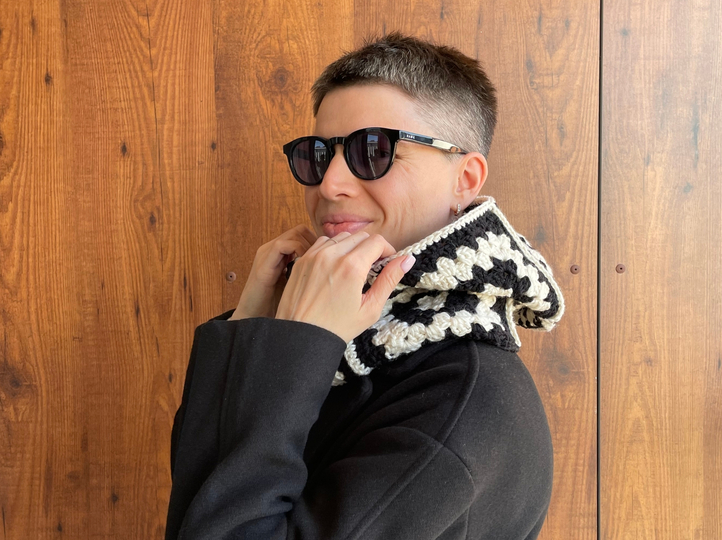 Granny square balaclava crochet pattern, handmade wool hood scoodie