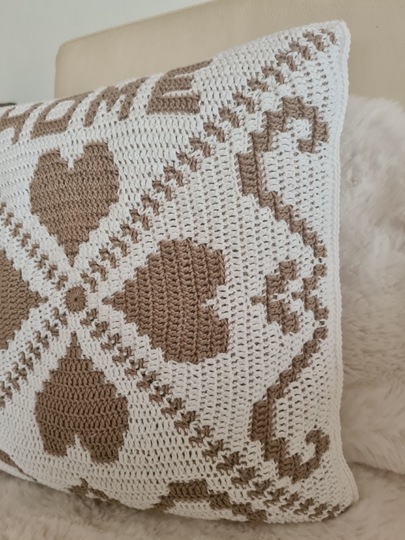 Häkelanleitung Kissenhülle HOME Wendekissen Overlay-Mosaik-Technik+Tutorial