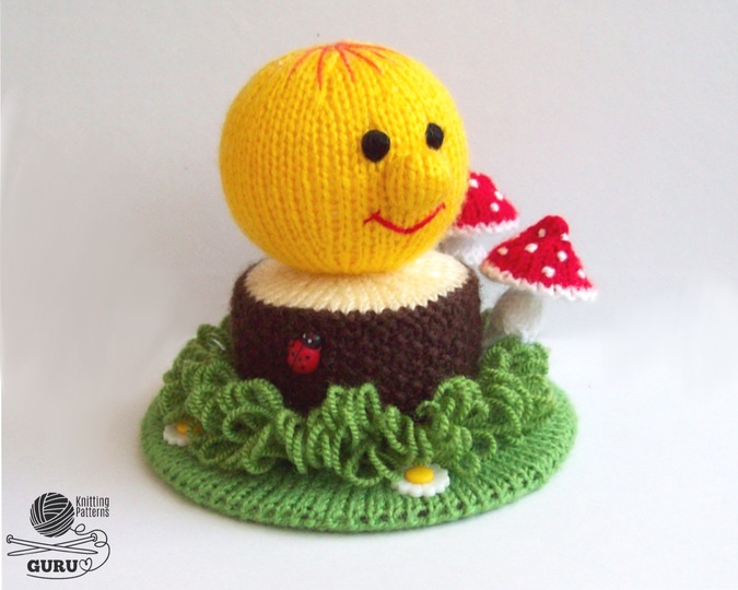 K042 Knitting Pattern Kolobok (Roly-Poly) on a stump Amigurumi tree forest
