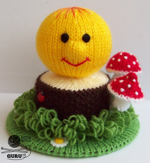 K042 Knitting Pattern Kolobok (Roly-Poly) on a stump Amigurumi tree forest